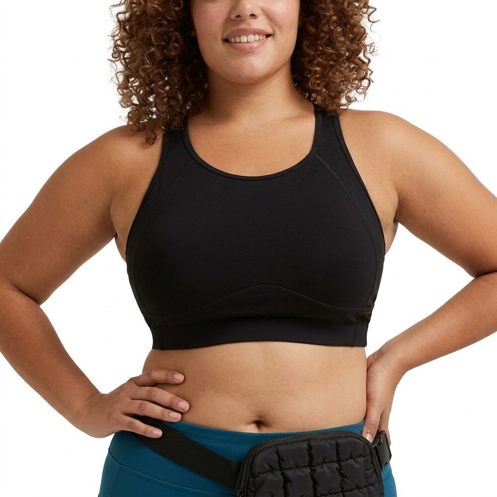 Torrid TRU Black Longline Sports Bra 3X 3 High Coverage Racerback Activewear